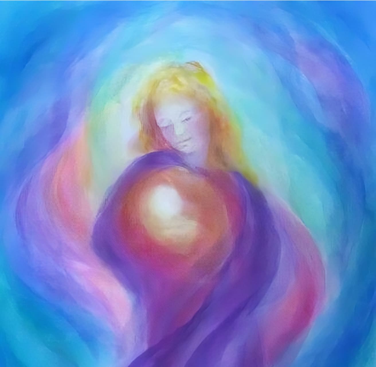 Mother hold child paint